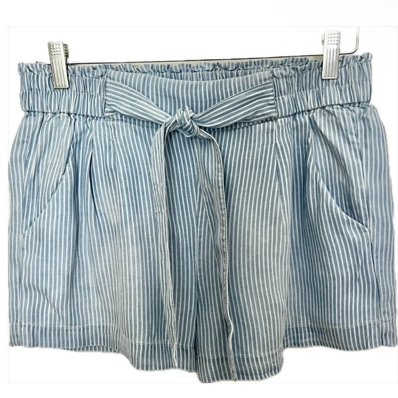 JOLT Junior’s Flowy Pull On Fabric Tie Blue Stripe Shorts Size M Cowgirl‎ Boho - Picture 1 of 14